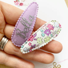 Load image into Gallery viewer, Personalised Purple Snap Hair Clips
