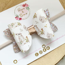 Load image into Gallery viewer, Nude neutral Bunny Glitter Hair Bow Headband or Clip