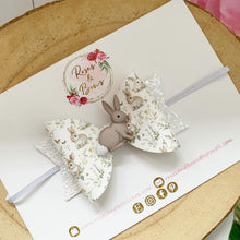 Load image into Gallery viewer, White Bunny Glitter Hair Bow Headband or Clip