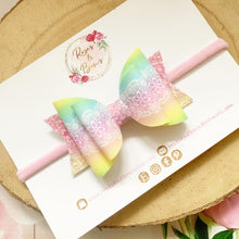 Load image into Gallery viewer, Rainbow Lace Print Hair Bow Headband or Clip