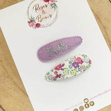 Load image into Gallery viewer, Personalised Purple Snap Hair Clips