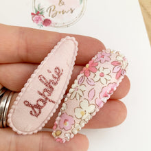 Load image into Gallery viewer, Personalised Pink Snap Hair Clips