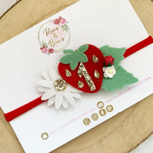 Load image into Gallery viewer, Strawberry birthday headband or clip