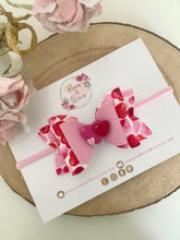 Load image into Gallery viewer, Pink and Red Valentine’s Day Hair Bow Headband or Clip