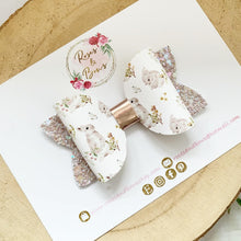 Load image into Gallery viewer, Nude neutral Bunny Glitter Hair Bow Headband or Clip