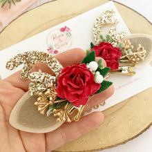 Load image into Gallery viewer, Red and Gold stand up antler clips