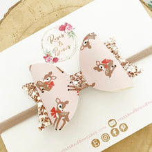 Load image into Gallery viewer, Nude rose gold reindeer Hair Bow Headband or Clip