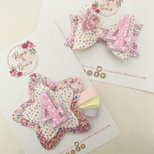 Load image into Gallery viewer, Rainbow Birthday Hair Bow - Birthday Headband - Birthday Hair Clip