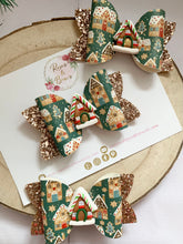 Load image into Gallery viewer, Christmas Gingerbread Bow Headband or Clip
