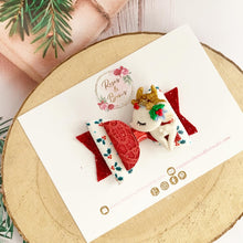 Load image into Gallery viewer, Christmas reindeer Hair Bow Headband or Clip