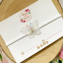 Load image into Gallery viewer, White rainbow butterfly headband