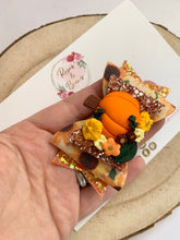 Load image into Gallery viewer, Pumpkin Halloween Glitter Bow Headband or Clip
