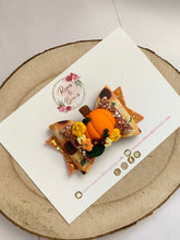 Load image into Gallery viewer, Pumpkin Halloween Glitter Bow Headband or Clip