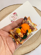 Load image into Gallery viewer, Pumpkin Halloween Glitter Bow Headband or Clip