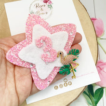 Load image into Gallery viewer, Flamingo Birthday Badge - Birthday Glitter Badge