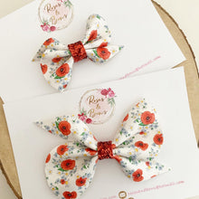 Load image into Gallery viewer, Poppy Leatherette Hair Bow Headband or clip