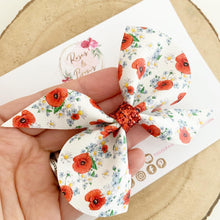 Load image into Gallery viewer, Poppy Leatherette Hair Bow Headband or clip