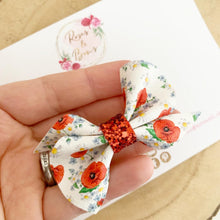 Load image into Gallery viewer, Poppy Leatherette Hair Bow Headband or clip