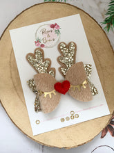 Load image into Gallery viewer, Sleeping Reindeer Crown Hair Bow Headband or Clip