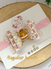 Load image into Gallery viewer, Pink Gingerbread Hair Bow Clip or Headband