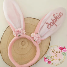 Load image into Gallery viewer, Personalised Name Easter Bunny Ears Headband small fitting