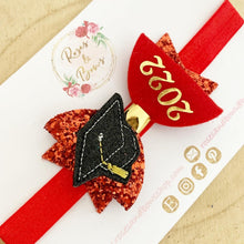 Load image into Gallery viewer, Nursery school graduation Glitter Hair Bow Headband or Clip
