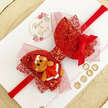 Load image into Gallery viewer, Christmas Gingerbread Hair Bow Headband or Clip