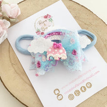 Load image into Gallery viewer, Spring Showers Glitter Hair Bow Headband or Clip