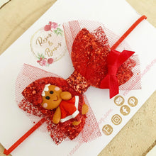 Load image into Gallery viewer, Christmas Gingerbread Hair Bow Headband or Clip