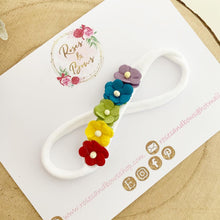 Load image into Gallery viewer, Bright Rainbow flower nylon stretch headband