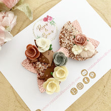 Load image into Gallery viewer, Rose Gold Deer Glitter Bow Headband or Clip