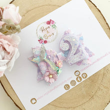 Load image into Gallery viewer, Mermaid Birthday Hair Bow - Birthday Headband - Birthday Hair Clip