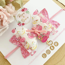 Load image into Gallery viewer, Flamingo and unicorn Transparent Hair Bow Headband or Clip