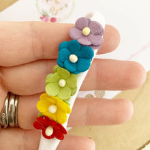 Load image into Gallery viewer, Bright Rainbow flower nylon stretch headband