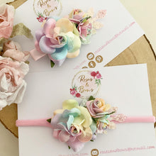 Load image into Gallery viewer, Rainbow flower nylon headband or alligator clip