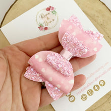 Load image into Gallery viewer, Pink Glitter Valentine’s Day Hair Bow Headband or Clip