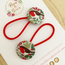 Load image into Gallery viewer, Christmas Robin Bobble Hair Ties Set of 2