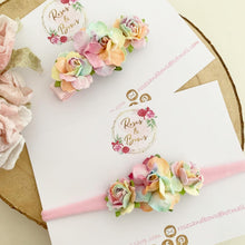 Load image into Gallery viewer, Pastel Rainbow rose flower headband or clip