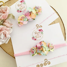 Load image into Gallery viewer, Pastel Rainbow rose flower headband or clip