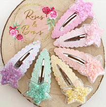 Load image into Gallery viewer, Sequin star glitter large snap clip