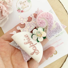 Load image into Gallery viewer, Rainbow Personalised Birthday Princess Hair Bow - Birthday Headband - Birthday Hair Clip