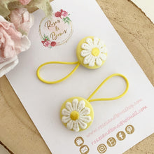 Load image into Gallery viewer, Yellow Daisy Bobble Hair Ties Set of 2