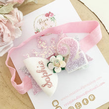 Load image into Gallery viewer, Rainbow Personalised Birthday Princess Hair Bow - Birthday Headband - Birthday Hair Clip