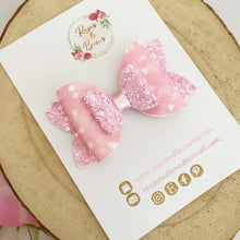 Load image into Gallery viewer, Pink Glitter Valentine’s Day Hair Bow Headband or Clip