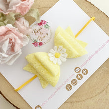 Load image into Gallery viewer, Yellow Daisy Hair Bow Headband or Clip