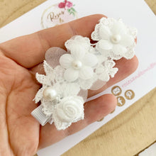 Load image into Gallery viewer, Flower headband or clip - Flower Crown Headband- Baptism, christening, flower girl hair accessory