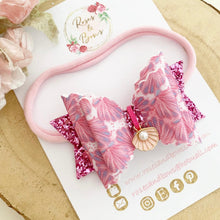 Load image into Gallery viewer, Pink Shell Hair Bow Headband or Clip