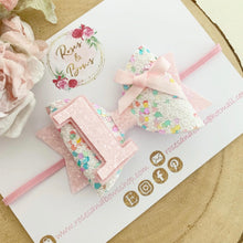 Load image into Gallery viewer, Rainbow Birthday Hair Bow Headband or Clip