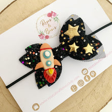 Load image into Gallery viewer, Space Rocket Bow Headband or Clip