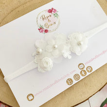 Load image into Gallery viewer, Flower headband or clip - Flower Crown Headband- Baptism, christening, flower girl hair accessory